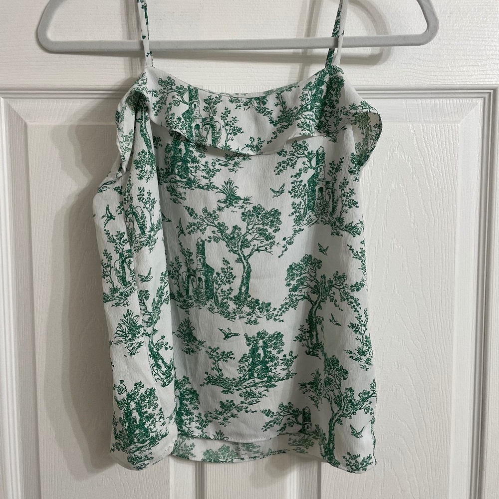 H and M green and white toile cami tank 2